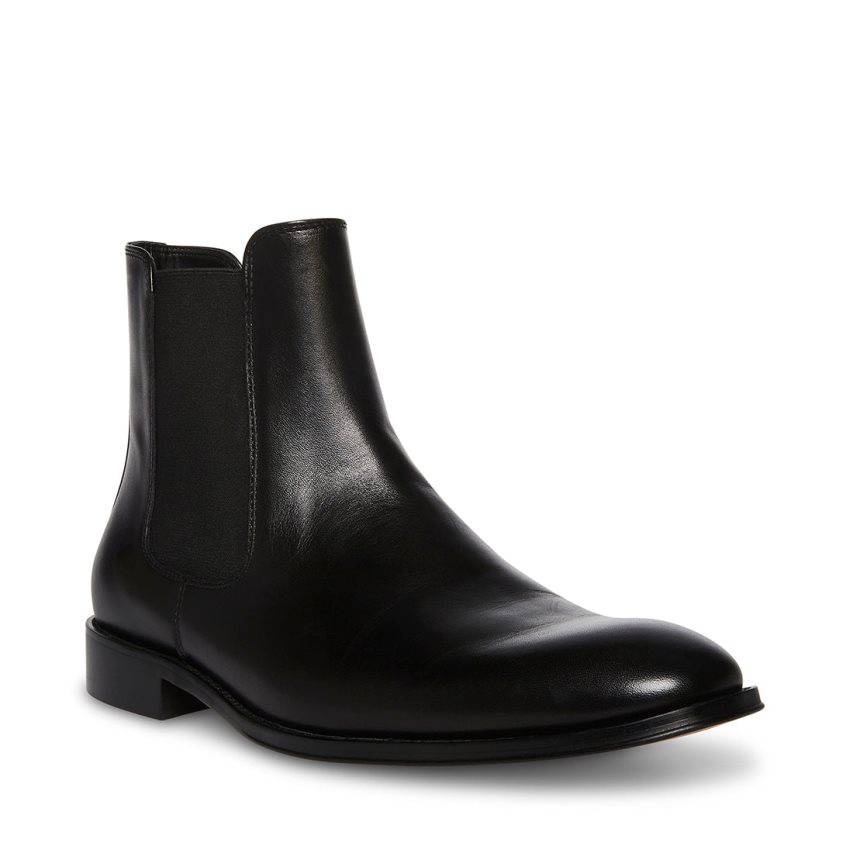 Black Steve Madden Adamo Leather Men's Chelsea Boots | PH 8241PIW